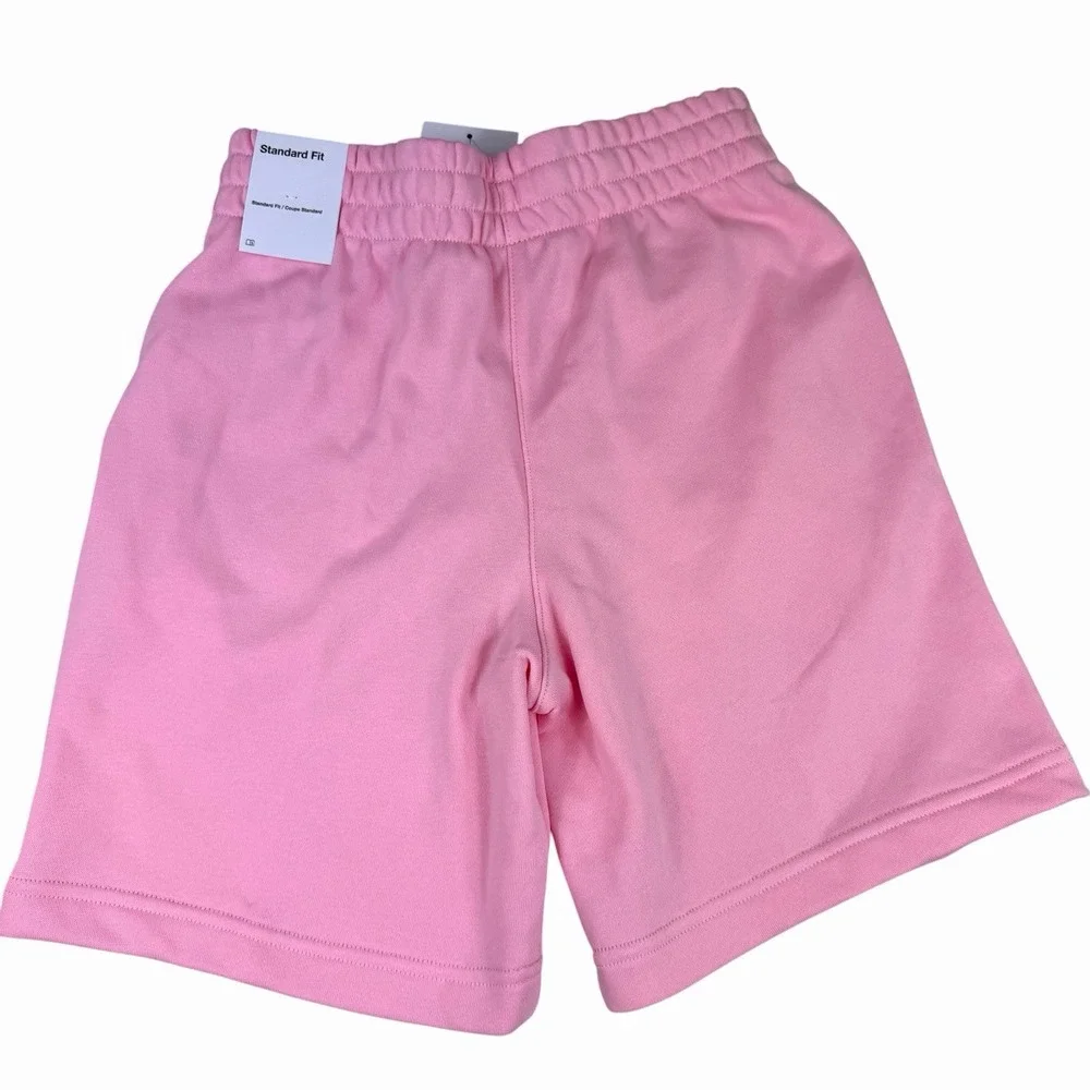 Nike Sportswear Club Shorts Pink White Logo Youth Medium Fleece French Terry NWT